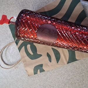 Starbucks Red Merlot Jeweled Studded Cold Cup Tumbler With Red Bow Straw Topper